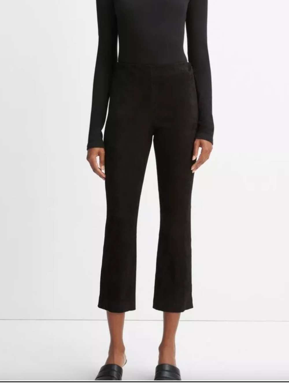 Vince Stretch Suede Crop Flare Leggings Black Size XS
